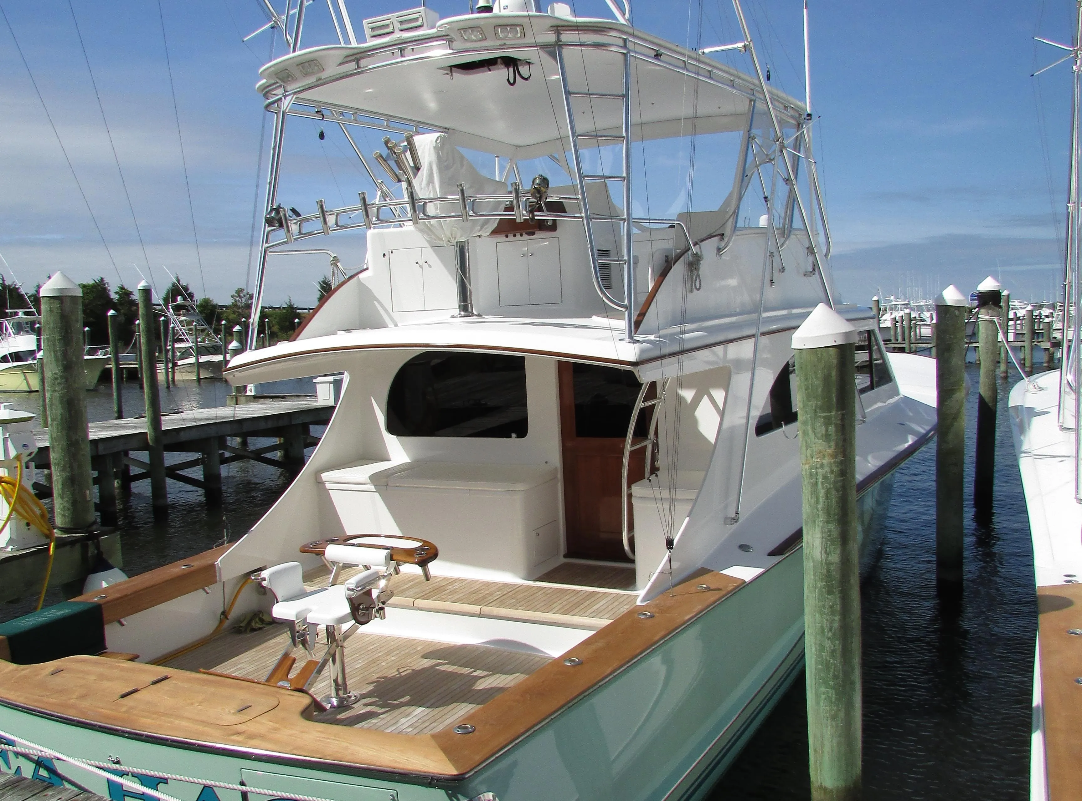 2007 Blackwell Custom Carolina 61 yacht docked at marina.