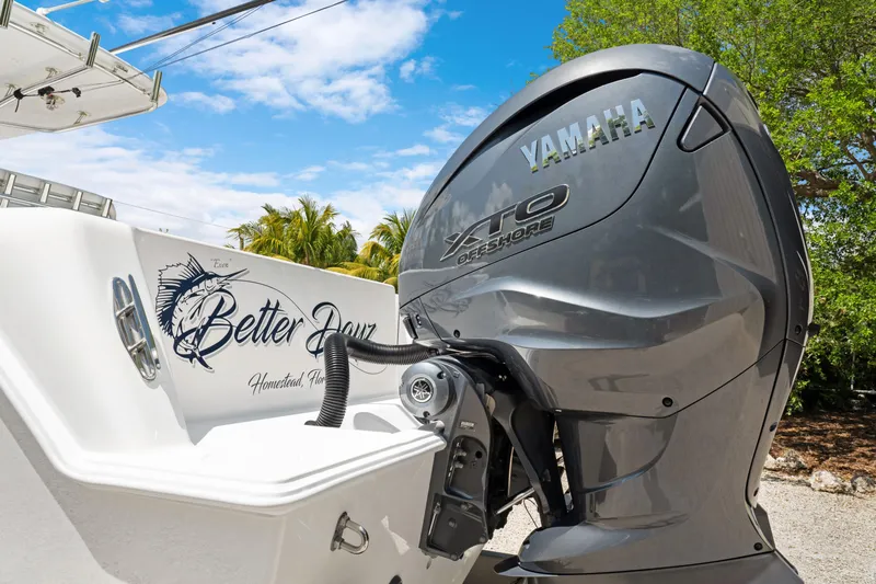  Yacht Photos Pics 2024 Contender 35 ST boat with Yamaha XTO Offshore engine, "Better Dayz" name visible.