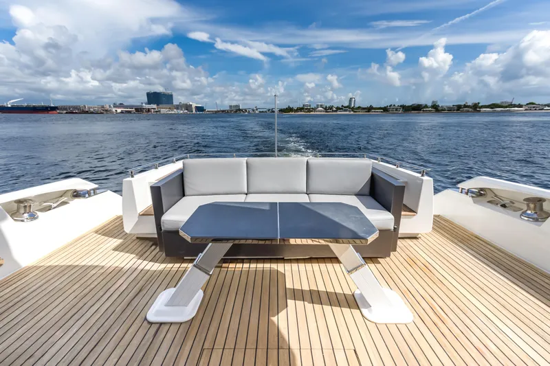 Bikinis Optional Yacht Photos Pics Luxury deck of 2012 Cheoy Lee 76 Alpha yacht with ocean view.