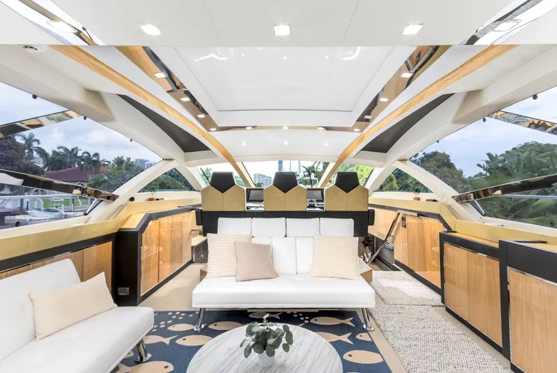 Bikinis Optional Yacht Photos Pics Luxurious interior of 2012 Cheoy Lee 76 Alpha yacht with modern design and elegant furnishings.