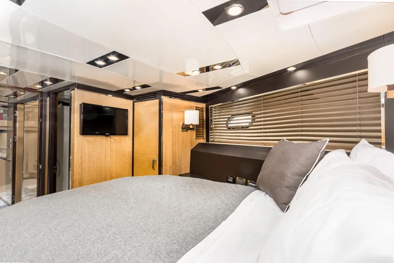 Bikinis Optional Yacht Photos Pics Luxurious bedroom interior of 2012 Cheoy Lee 76 Alpha yacht with modern design and amenities.