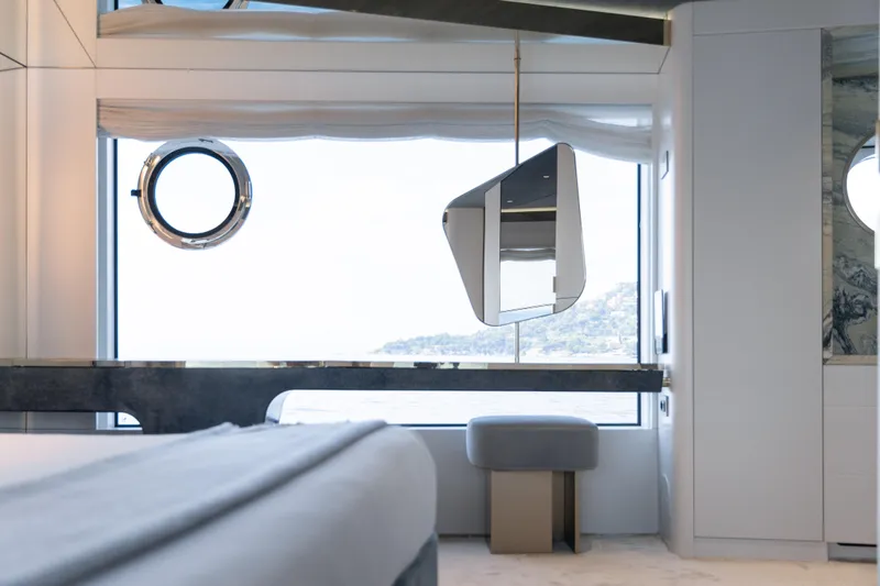 Palmax Yacht Photos Pics Luxurious interior of 2022 Azimut Magellano 30M yacht with modern design elements.