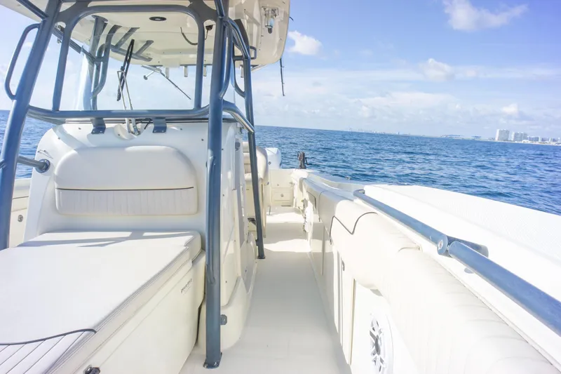  Yacht Photos Pics 2022 Hydra-Sports 3400 boat interior with ocean view, clear skies, and modern design.
