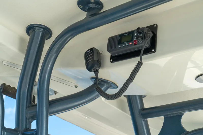  Yacht Photos Pics 2022 Hydra-Sports 3400 boat communication system with mounted radio and microphone.