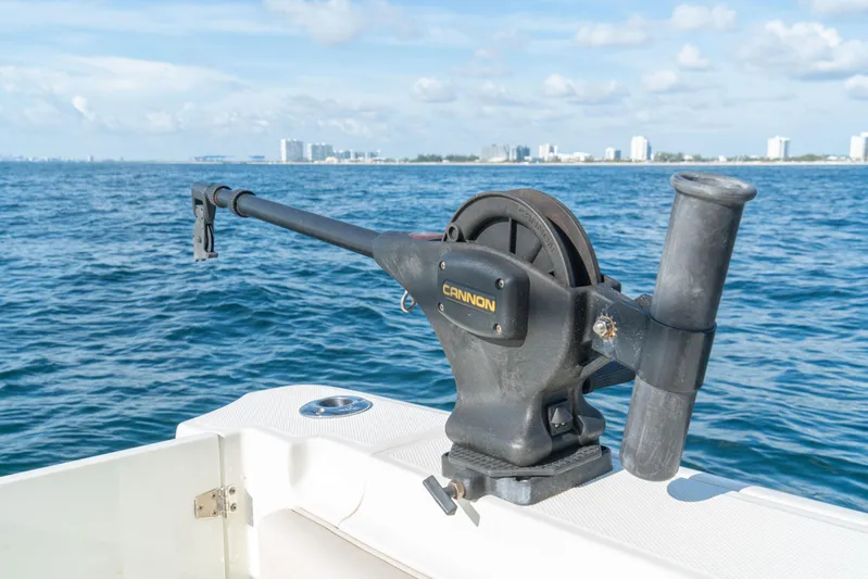  Yacht Photos Pics Hydra-Sports 3400 boat with Cannon downrigger, ocean view, 2022 model.