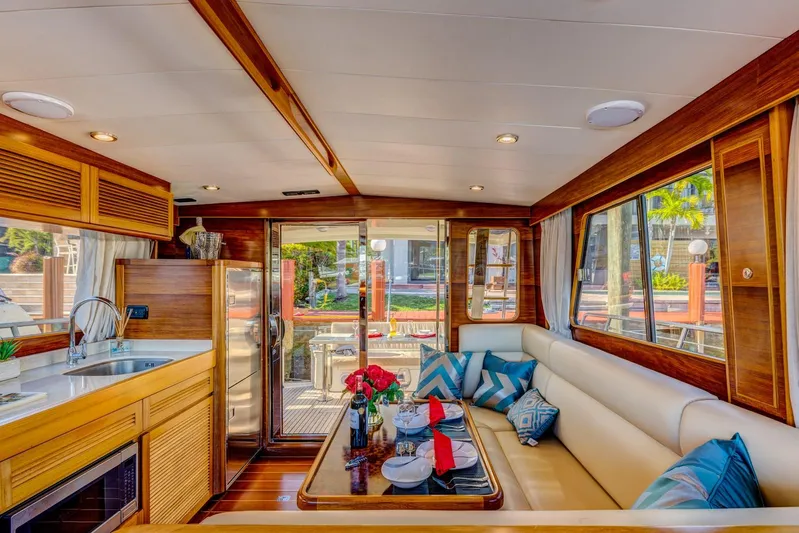  Yacht Photos Pics Luxurious interior of 2025 Norseman 45 FreeOcean yacht with elegant seating and decor.