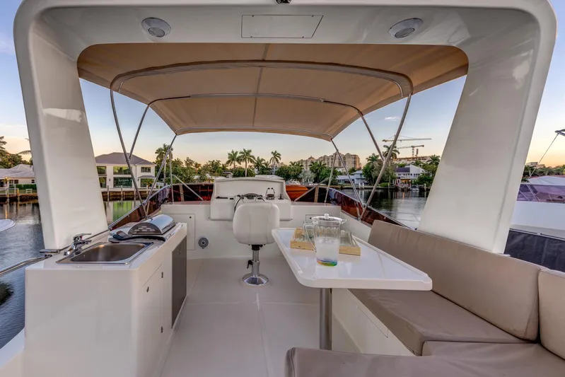  Yacht Photos Pics Luxurious Norseman 45 FreeOcean yacht interior, featuring seating, table, and sink, 2025 model.