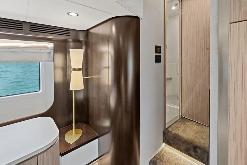 Mi Boat Yacht Photos Pics Luxurious interior of a 2019 Azimut yacht with modern design and elegant lighting.