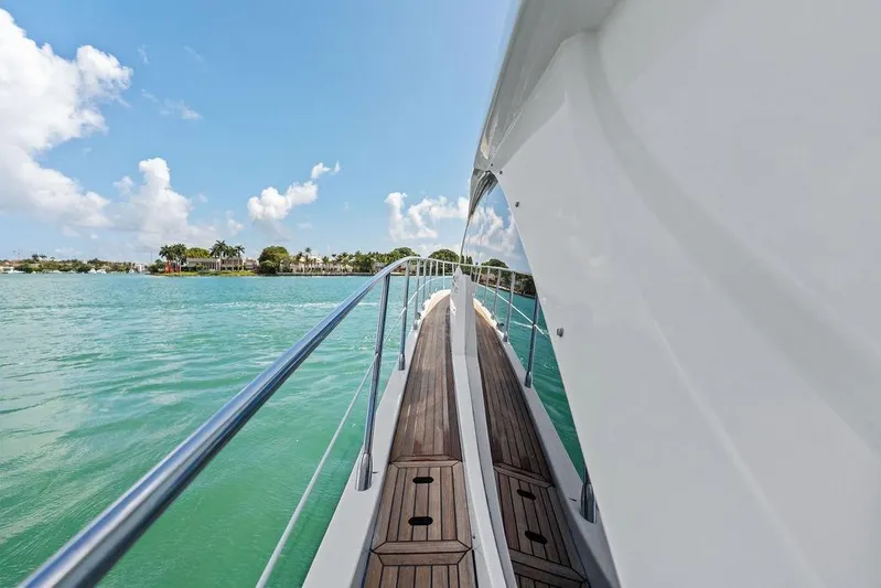 Mi Boat Yacht Photos Pics Side view of a 2019 Azimut yacht on turquoise water under a clear sky.