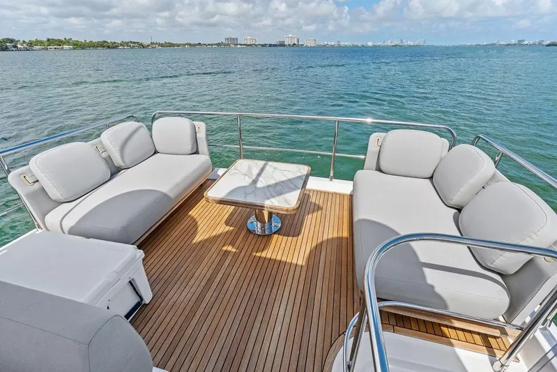 Mi Boat Yacht Photos Pics Luxurious 2019 Azimut yacht deck with comfortable seating and ocean view.