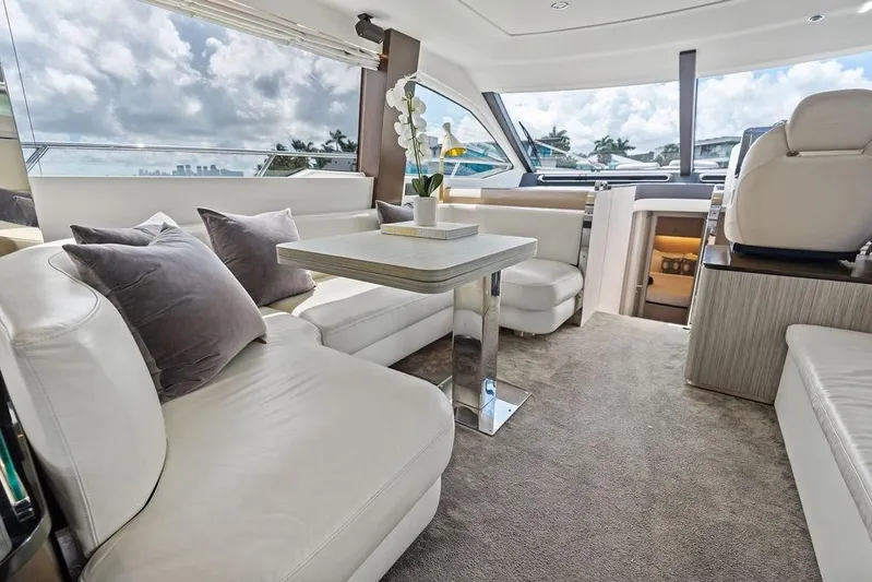 Mi Boat Yacht Photos Pics Luxurious 2019 Azimut yacht interior with plush seating, modern decor, and panoramic windows.