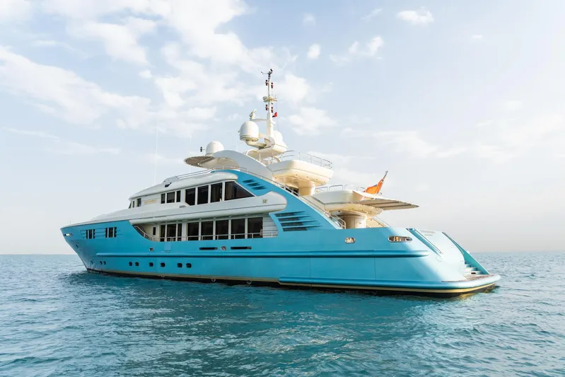 Aquamarina Yacht Photos Pics Luxurious 2007 ISA Isa 470 yacht cruising on calm blue waters.