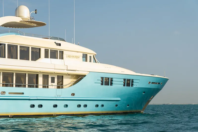 Aquamarina Yacht Photos Pics Luxury yacht ISA 470, 2007 model, cruising on calm blue waters.