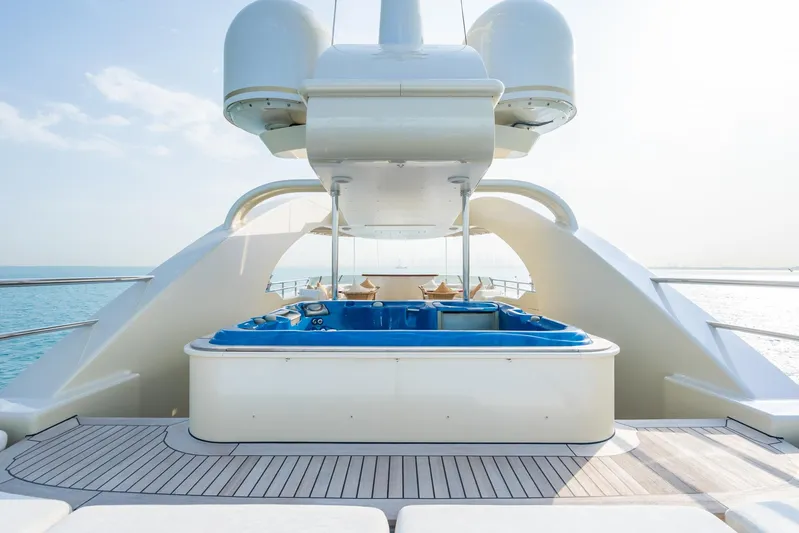 Aquamarina Yacht Photos Pics Luxury yacht ISA 470 (2007) with a sleek deck and modern design.