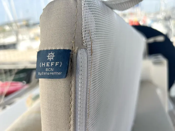  Yacht Photos Pics Cushion on 2006 Beneteau Oceanis 473 sailboat, featuring HEFF BCN by Elena Heifner label.