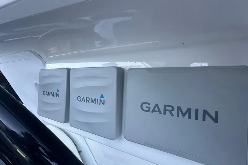 Gtfo Yacht Photos Pics Garmin devices installed on a 2023 Balance 482 boat dashboard.