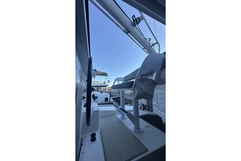Gtfo Yacht Photos Pics Sailboat deck view of 2023 Balance 482, showcasing helm and seating area.