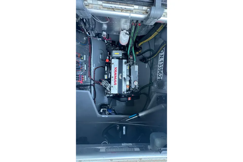 Gtfo Yacht Photos Pics Engine compartment of a 2023 Balance 482 with Yanmar engine and wiring.