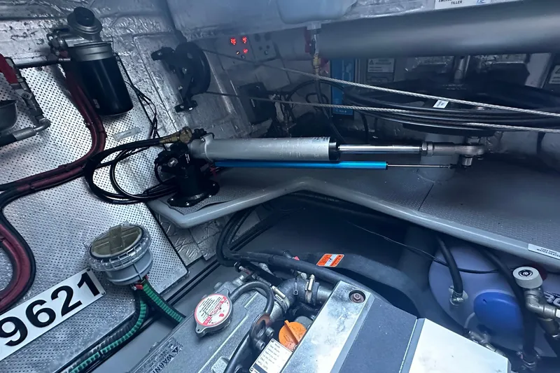 Gtfo Yacht Photos Pics Engine room of Balance 482 yacht, showcasing hydraulic systems and components, 2023 model.