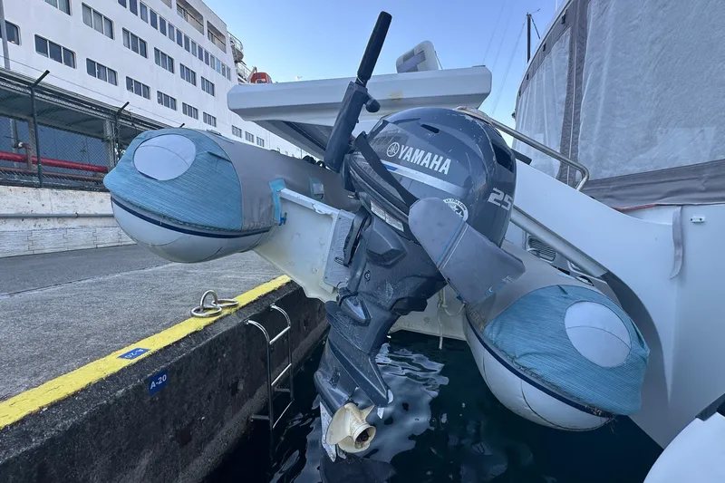 Gtfo Yacht Photos Pics Inflatable boat with Yamaha 25 motor docked, Balance 482 model, 2023.