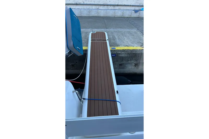 Gtfo Yacht Photos Pics Gangway of Balance 482 yacht, 2023 model, docked at a marina.