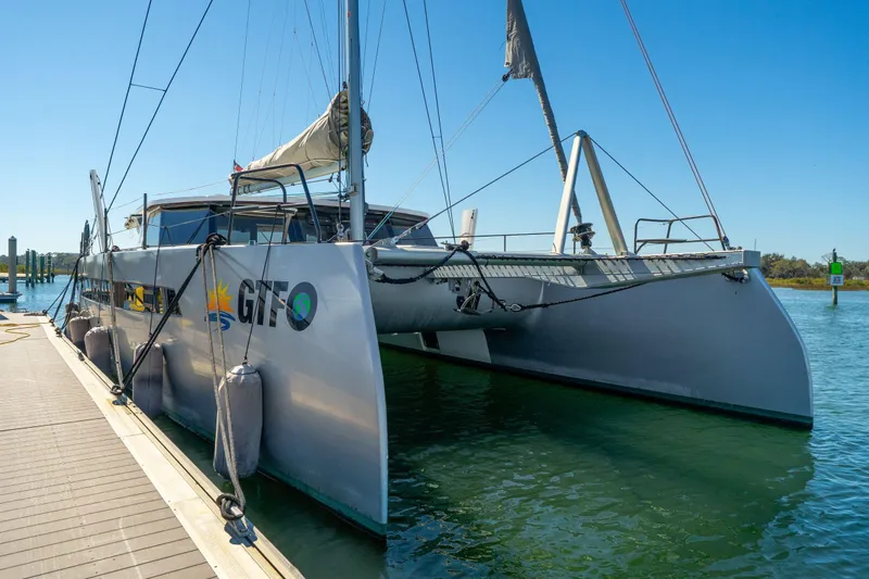 Gtfo Yacht Photos Pics 2024 Balance 482 catamaran docked, featuring sleek design and modern amenities.