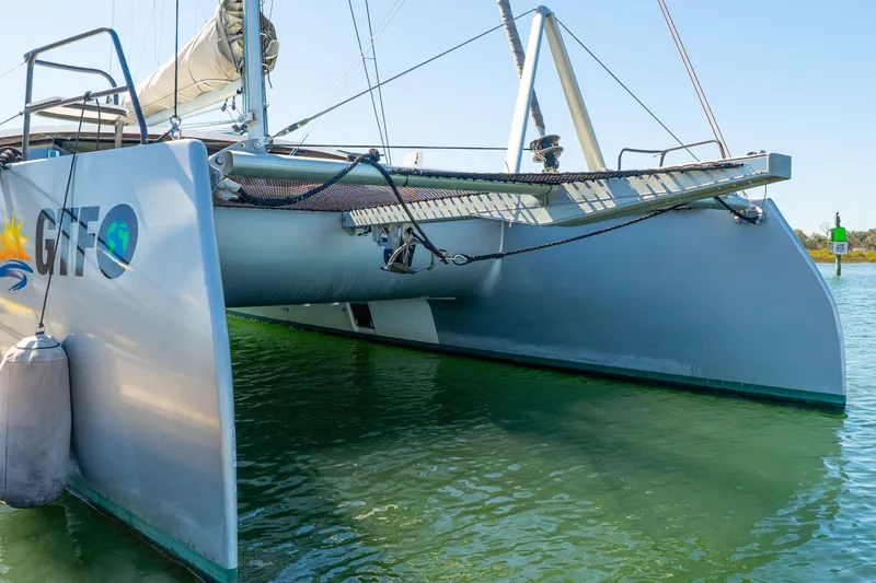 Gtfo Yacht Photos Pics 2024 Balance 482 catamaran on water, showcasing sleek design and modern features.