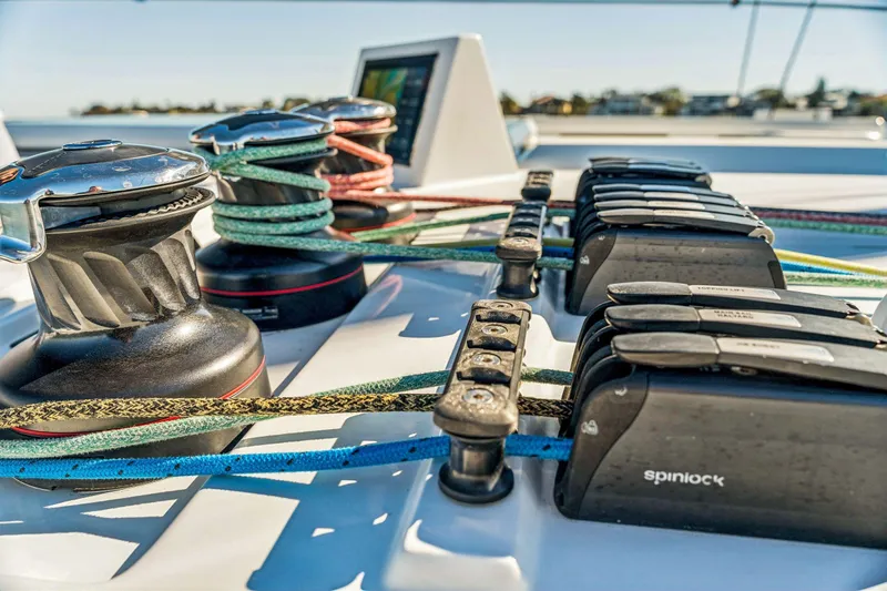 Gtfo Yacht Photos Pics Sailing equipment on Balance 482 yacht, featuring winches and ropes, 2024 model.