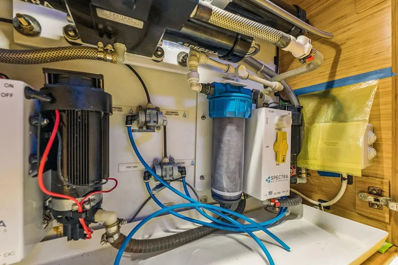 Gtfo Yacht Photos Pics 2024 Balance 482 water filtration system with pipes and control panel.