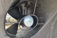 Close-up of a 2001 Trader 535 Signature boat propeller.