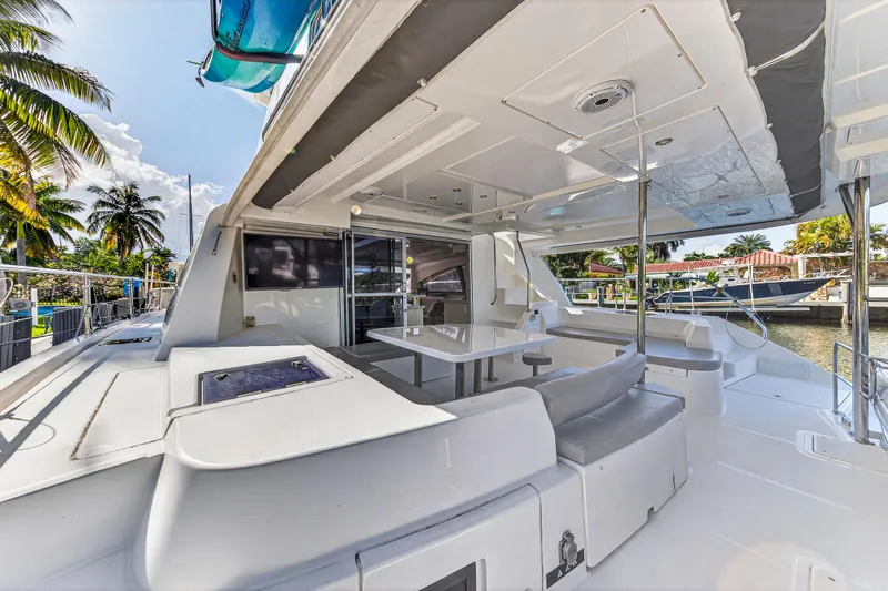 Southern Sky Yacht Photos Pics 2018 Leopard 51 Powercat yacht interior with spacious seating and modern design.