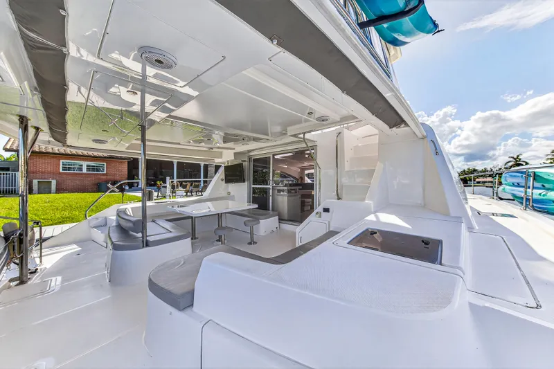 Southern Sky Yacht Photos Pics 2018 Leopard 51 Powercat yacht with spacious outdoor seating and modern design.