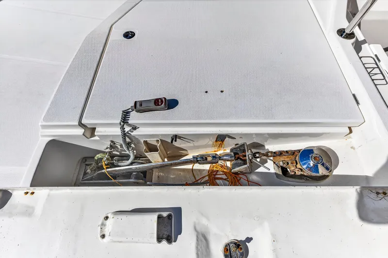 Southern Sky Yacht Photos Pics 2018 Leopard 51 Powercat deck with anchor and control panel.