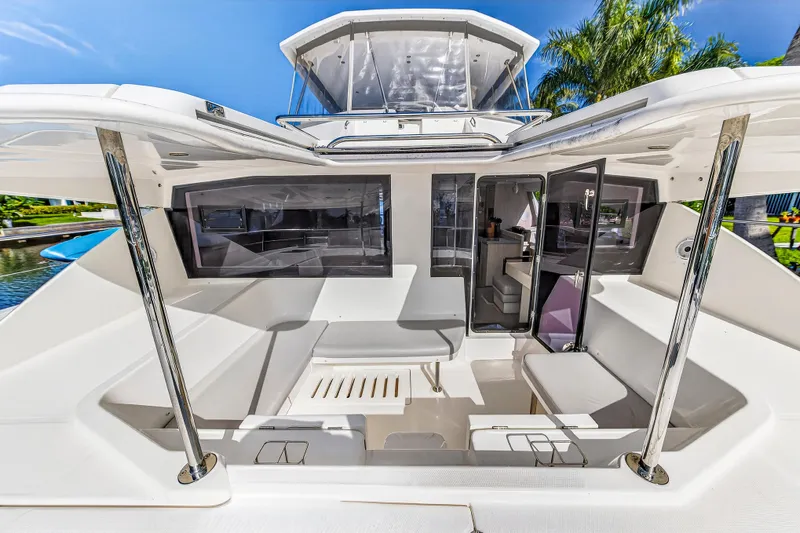 Southern Sky Yacht Photos Pics 2018 Leopard 51 Powercat yacht with spacious seating and modern design.