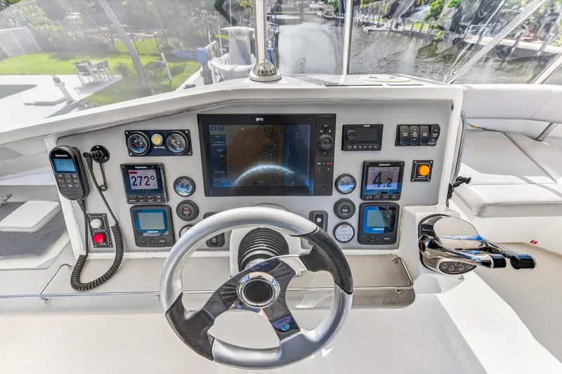 Southern Sky Yacht Photos Pics Cockpit of 2018 Leopard 51 Powercat with advanced navigation and control systems.