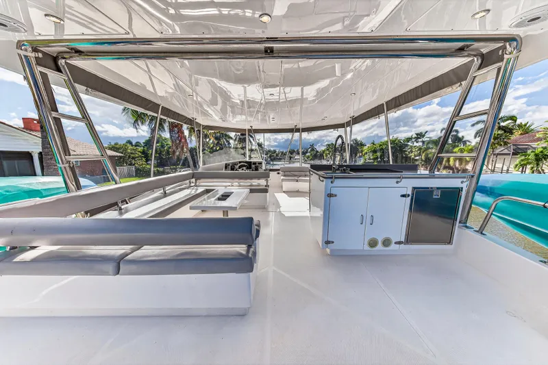 Southern Sky Yacht Photos Pics 2018 Leopard 51 Powercat yacht interior with spacious seating and modern amenities.