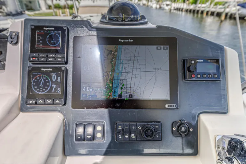  Yacht Photos Pics Leopard 45 yacht navigation system with Raymarine displays, 2020 model.