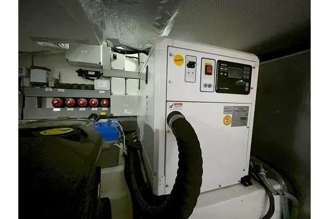  Yacht Photos Pics Engine room of 2025 Sessa Marine F47 yacht with control panels and equipment.