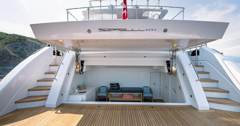  Yacht Photos Pics Luxurious 2020 Benetti Seagull yacht with open deck and elegant seating area.