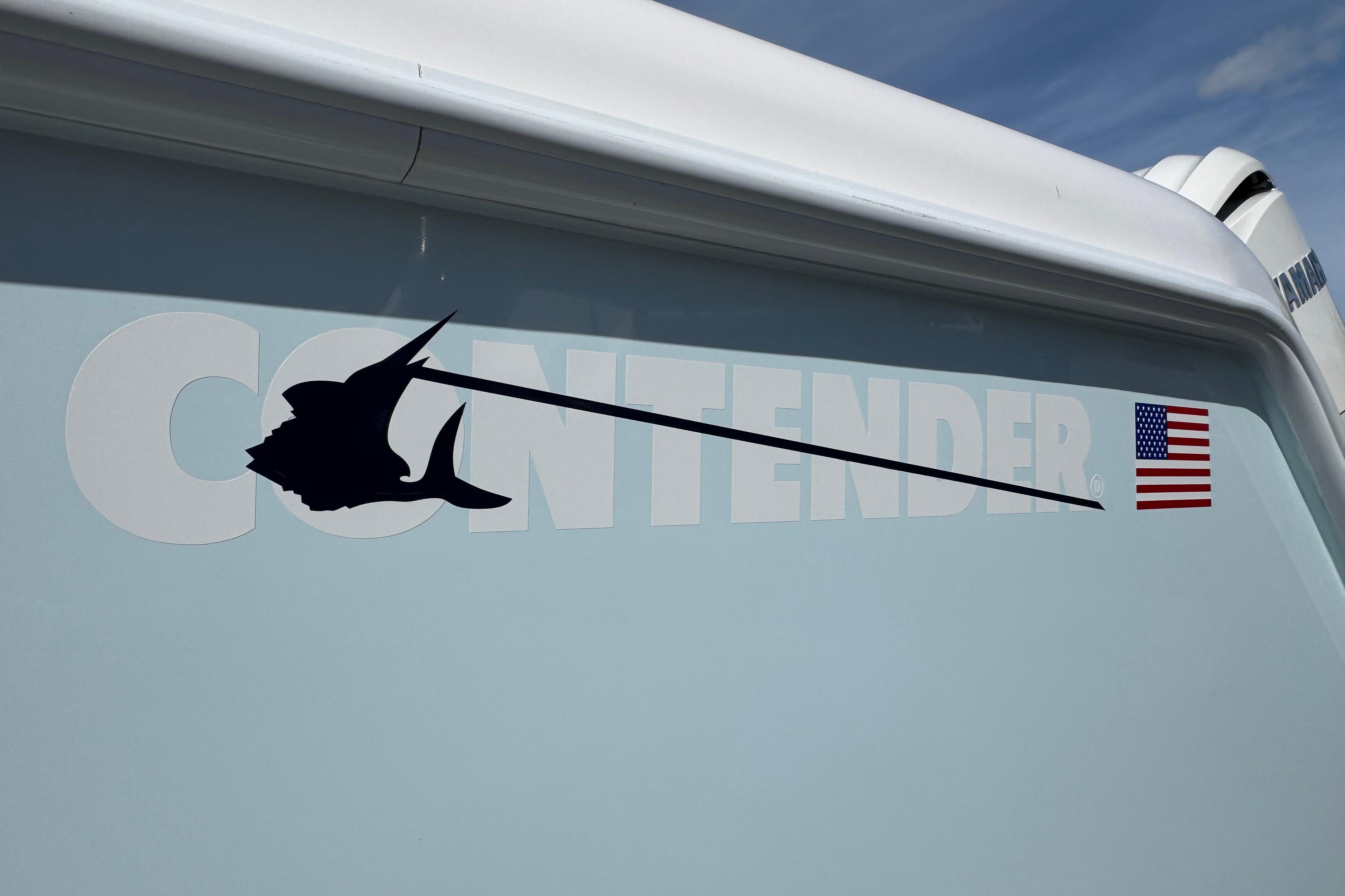 Contender 35 ST 2026 logo with swordfish silhouette and American flag.