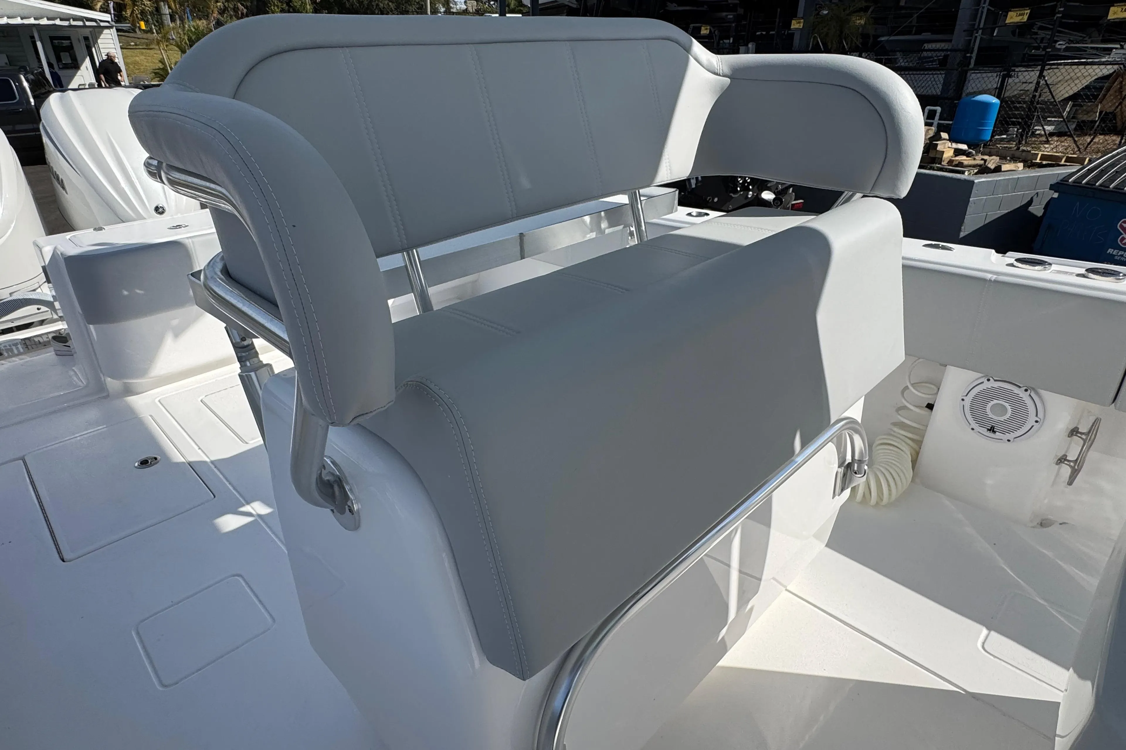 2026 Contender 35 ST boat seating area with sleek, modern design and comfortable upholstery.
