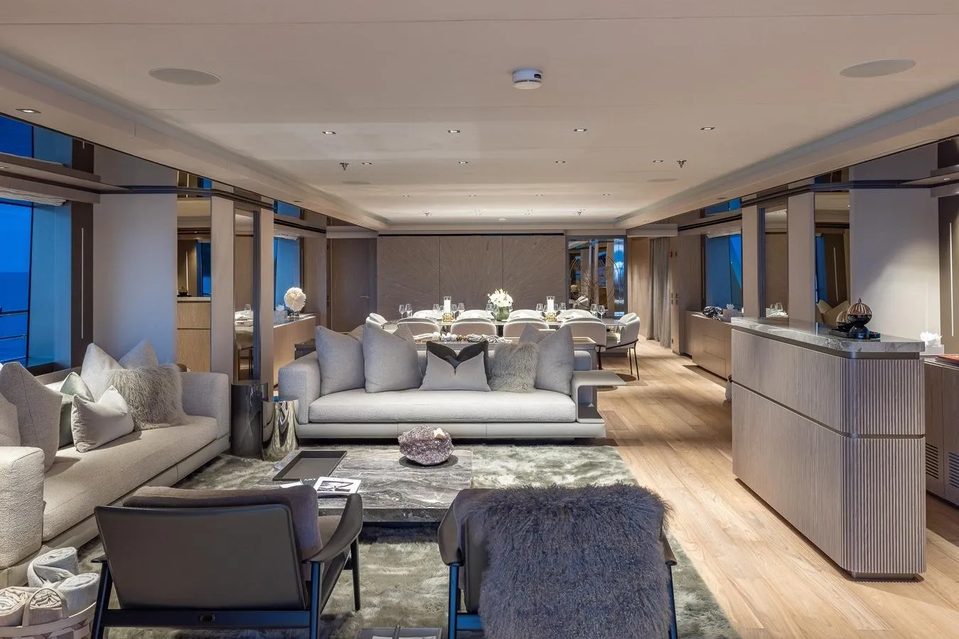 Luxurious interior of Codecasa 43 yacht, model year 2024.