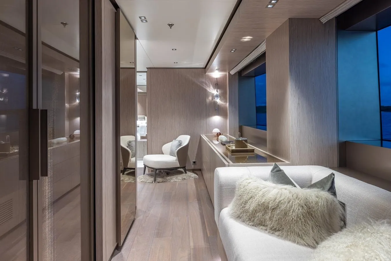 Luxurious interior of 2024 Codecasa 43 yacht with modern furnishings and elegant design.
