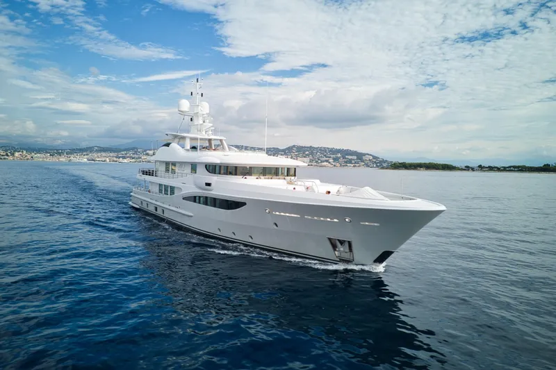 Were Dreams Yacht Photos Pics Luxurious 2008 Amels 171 Limited Edition yacht cruising on open water.