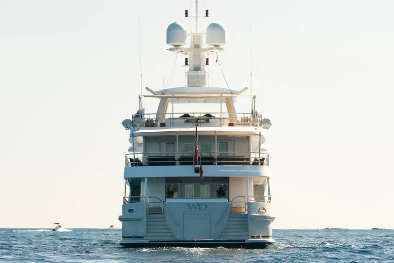 Were Dreams Yacht Photos Pics Luxury yacht Amels 171 Limited Edition 2008 on open sea, rear view.
