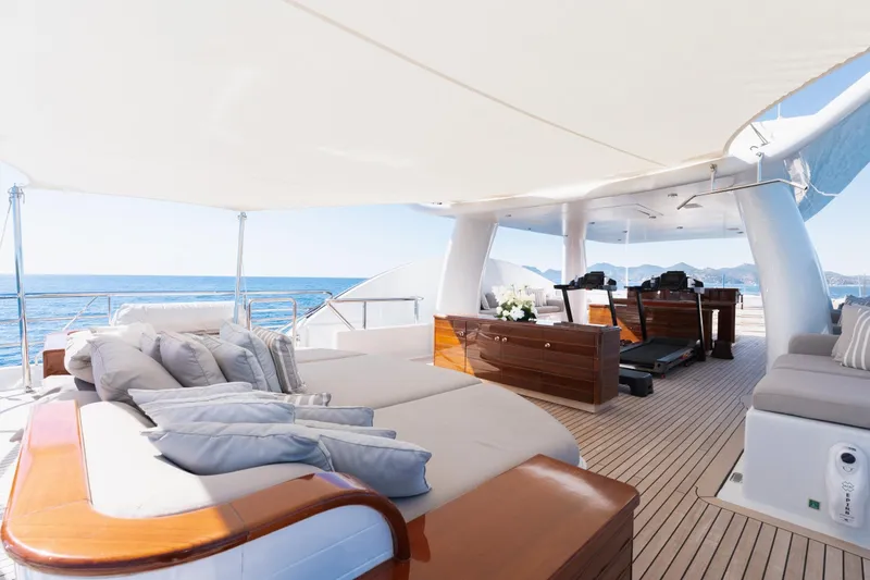 Were Dreams Yacht Photos Pics Luxurious deck of 2008 Amels 171 Limited Edition yacht with sun loungers and sea view.