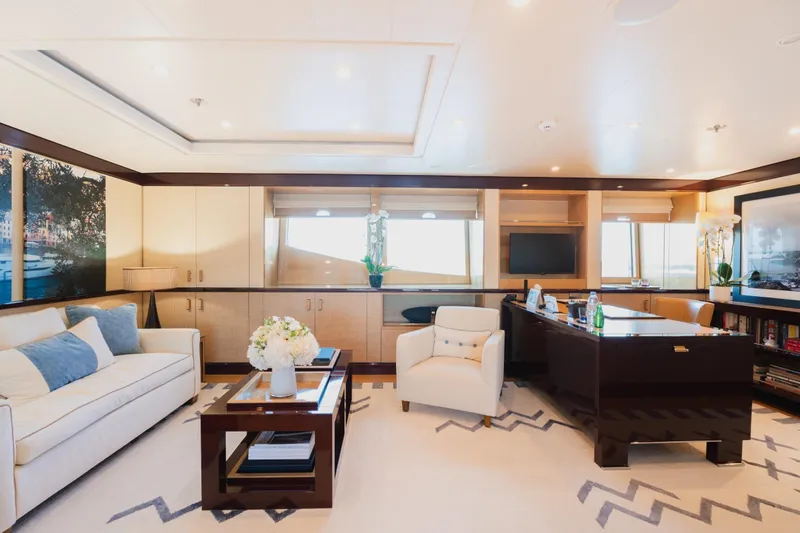 Were Dreams Yacht Photos Pics Luxurious interior of 2008 Amels 171 Limited Edition yacht with elegant furnishings and decor.