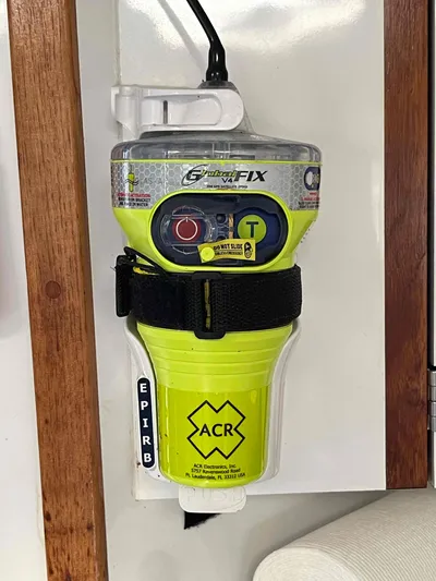 Galileo Yacht Photos Pics ACR EPIRB device mounted on a Manta 42 Catamaran, 2000 model.