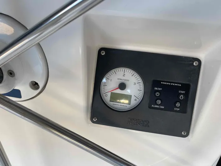 Galileo Yacht Photos Pics Control panel of a 2000 Manta 42 Catamaran with Volvo Penta display.