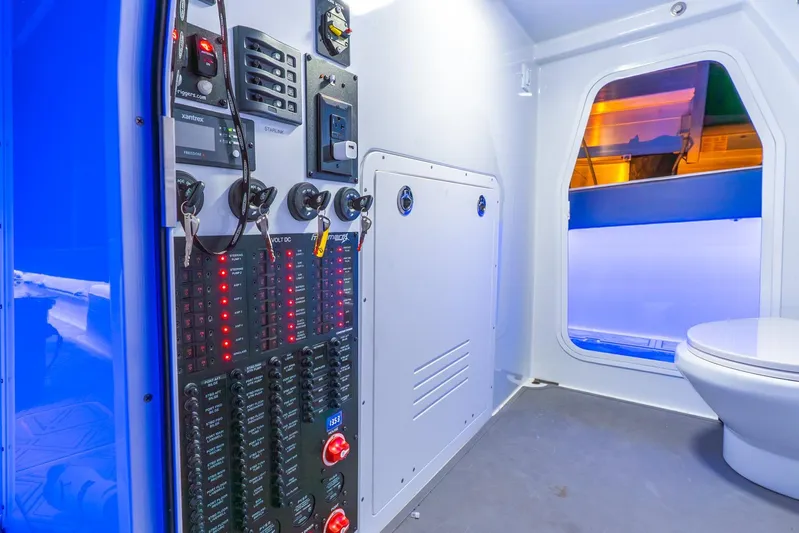  Yacht Photos Pics Control panel and interior of Freeman 43, 2025 model, with modern design and lighting.